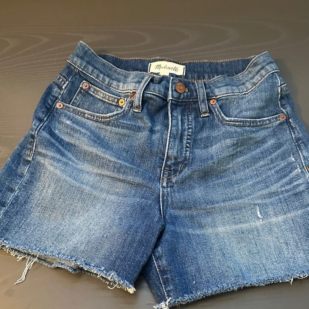 Madewell Blue Denim Frayed Shorts